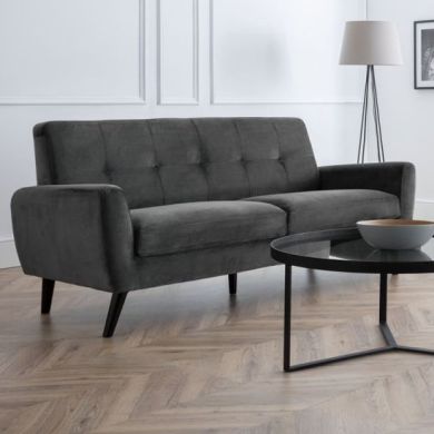 Monza Velvet 2 Seater Sofa In Dark Grey