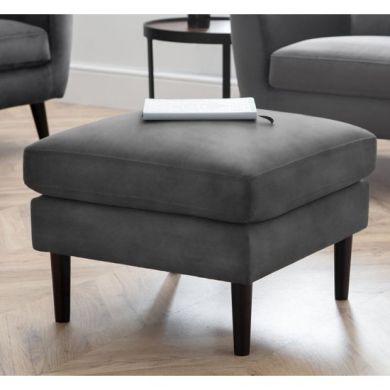 Monza Velvet Ottoman In Dark Grey