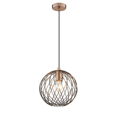 Moorgate 1 Bulb Weaved Frame Globe Ceiling Pendant Light In Antique Copper