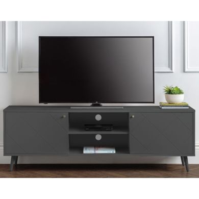 Moritz Wooden TV Stand With 2 Doors In Grey