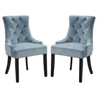 Morgan Blue Fabric Dining Chairs In Pair