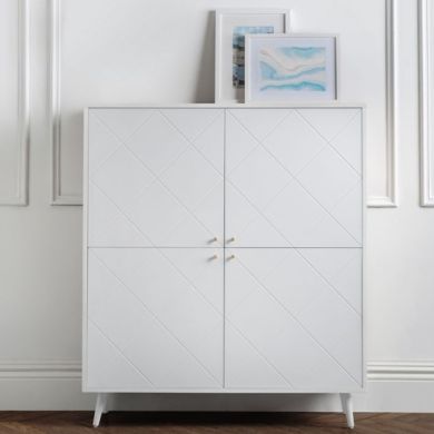 Moritz Wooden 4 Doors Storage Cabinet In White