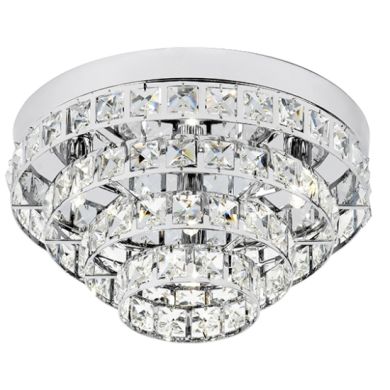 Motown Clear Crystals 4 Lights Flush Ceiling Light In Chrome