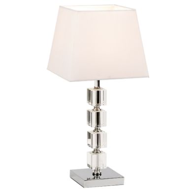 Murford White Fabric Table Lamp In Chrome