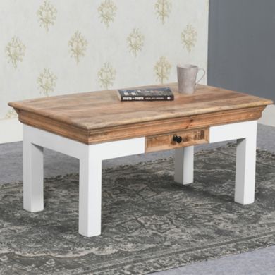 Alfie Solid Mango Wood Coffee Table With 1 Drawer In Oak