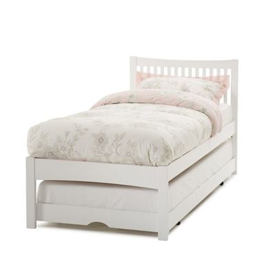 Mya Wooden Single Bed With Guest Bed In Opal White