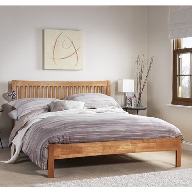 Mya Wooden Small Double Bed In Honey Oak