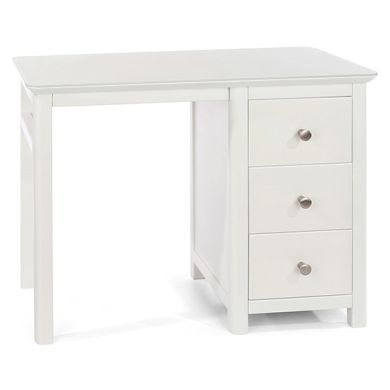 Nairn Glass Top Single Pedestal Dressing Table In White