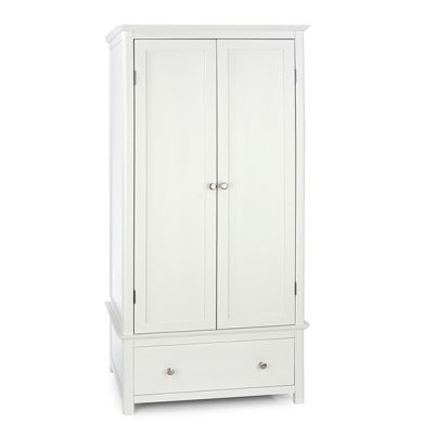 Nairn Glass Top Wooden 2 Doors And 1 Drawer Wardrobe In White