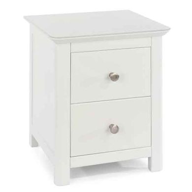 Nairn Glass Top Wooden 2 Drawers Bedside Cabinet In White