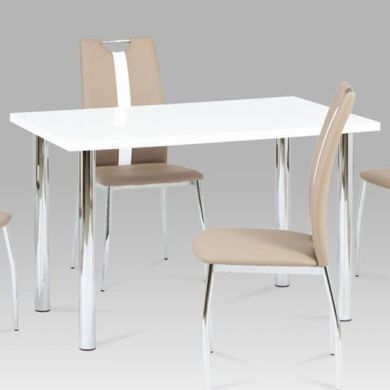 Naomi Wooden Dining Table In White High Gloss With Chrome Legs