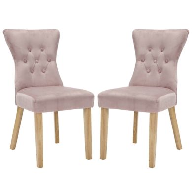 Naples Blush Pink Fabric Dining Chairs In Pair