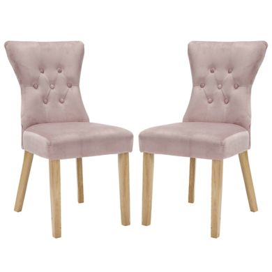 Naples Blush Pink Fabric Dining Chairs In Pair