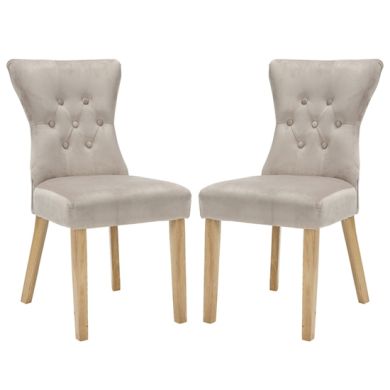 Naples Champagne Fabric Dining Chairs In Pair