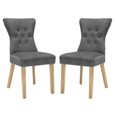 Naples Steel Grey Fabric Dining Chairs In Pair