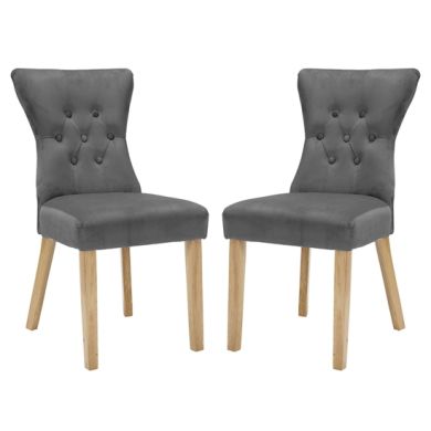 Naples Steel Grey Fabric Dining Chairs In Pair