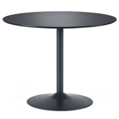 Nero Round Wooden Dining Table In Black