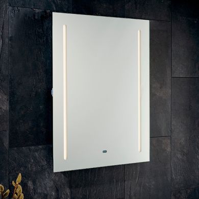 Nero Shaver LED Bathroom Mirror In Matt Silver
