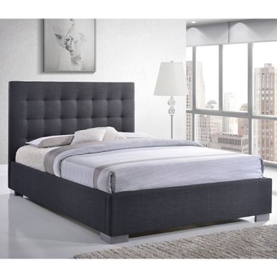 Nevada Fabric Upholstered Double Bed In Grey