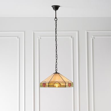 Nevada Medium Tiffany Glass Ceiling Pendant Light In Dark Bronze