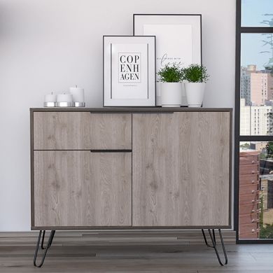Nevada Small Wooden 2 Doors And 1 Drawer Sideboard In Smoked Oak Effect