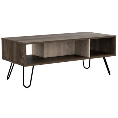 Nevada Wooden Coffee Table With Shelf In Bleached Grey Effect