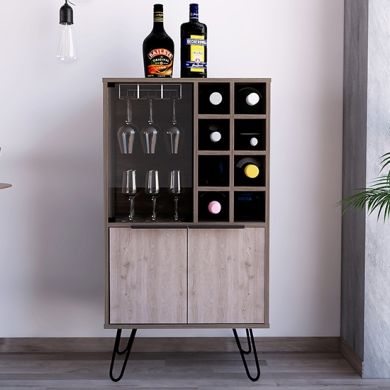 Nevada Wooden Wine Cabinet In Smoked Oak Effect