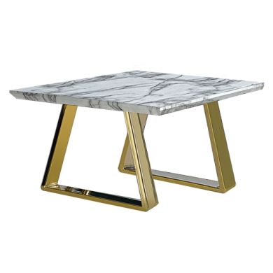 Newchapel Marble Effect Lamp Table With Gold Legs
