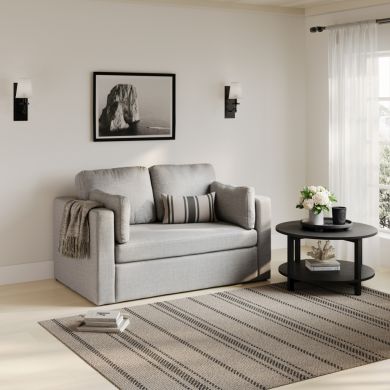 Newport Linen Blend Fabric 2 Seater Sofa In Light Grey