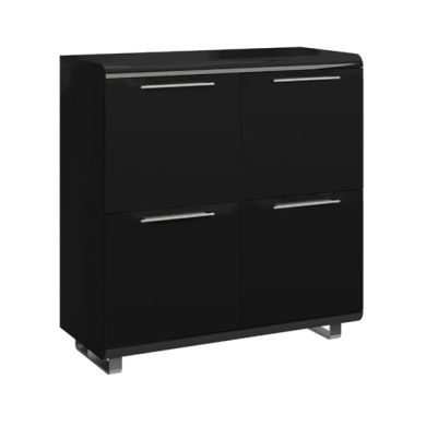 Newline Small Sideboard In Black High Gloss With 4 Doors
