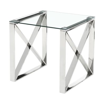 Ningbo Clear Glass Lamp Table With Silver Metal Legs