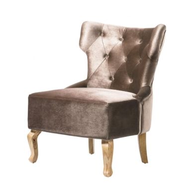 Norton Velvet Fabric Chair In Beige With Oak Wooden Legs