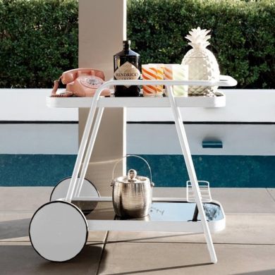 Novogratz Barbie Outdoor Aluminium Drinks Trolley In White