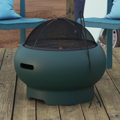 Novogratz Asher Wood Burning Fire Pit In Dark Green