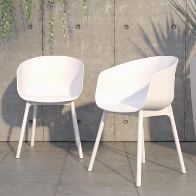 Novogratz York Xl Outdoor White Resin Dining Chairs In Pair
