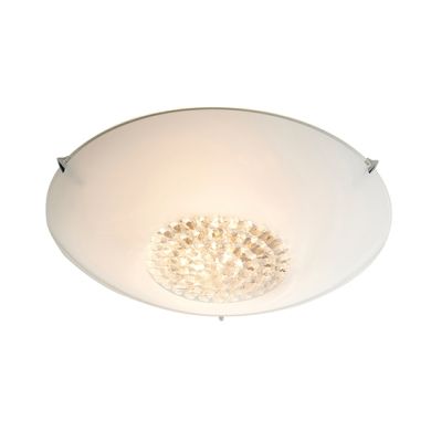 Nya 2 Lights Flush Ceiling Light In White And Clear Glass