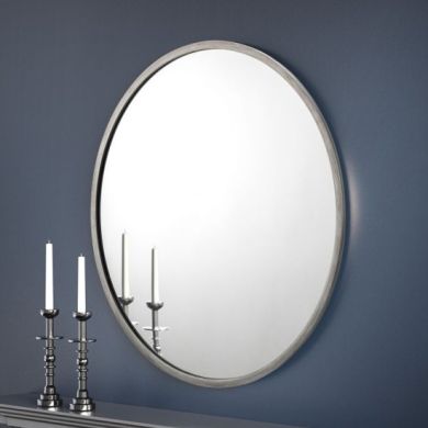 Octave Round Wall Mirror In Pewter Effect
