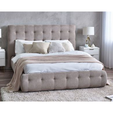 Odette Wooden King Size Bed In Light Taupe