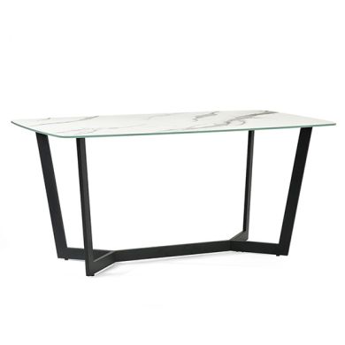 Olympus Glass Top Dining Table In White Marble Effect