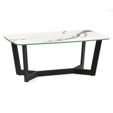 Olympus Glass Top Coffee Table In White Marble Effect
