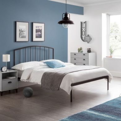 Onyx Metal Double Bed In Satin Grey