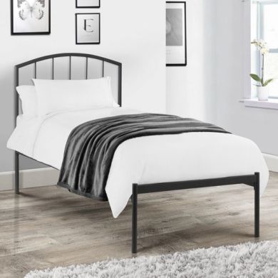 Onyx Metal Single Bed In Satin Grey