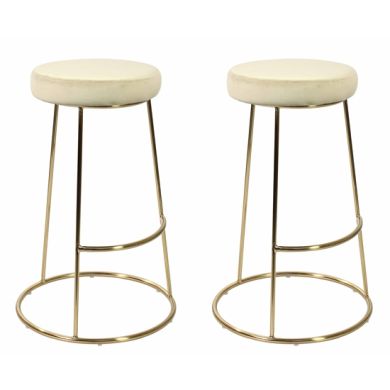 Opera Champagne Velvet Bar Stools In Pair