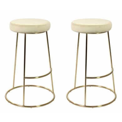 Opera Champagne Velvet Bar Stools In Pair