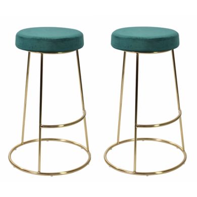 Opera Dark Teal Velvet Bar Stools In Pair