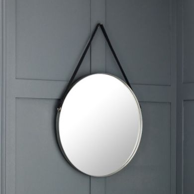 Opera Round Clear Glass Mirror In Pewter Effect