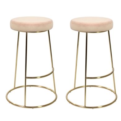 Opera Vintage Pink Velvet Bar Stools In Pair