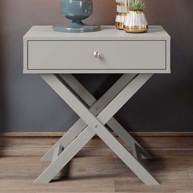 Options 1 Drawer Bedside Cabinet In Grey With X Legs