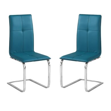 Opus Teal Faux Leather Dining Chairs In Pair