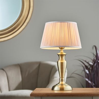 Oslo And Freya Medium Dusky Pink Shade Table Lamp In Antique Brass